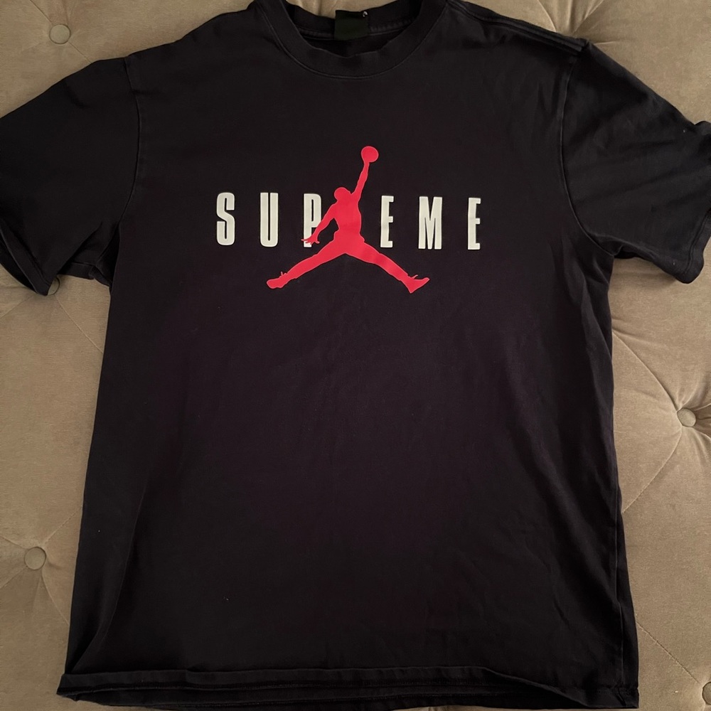 Supreme Black Tee with Red and White Logo